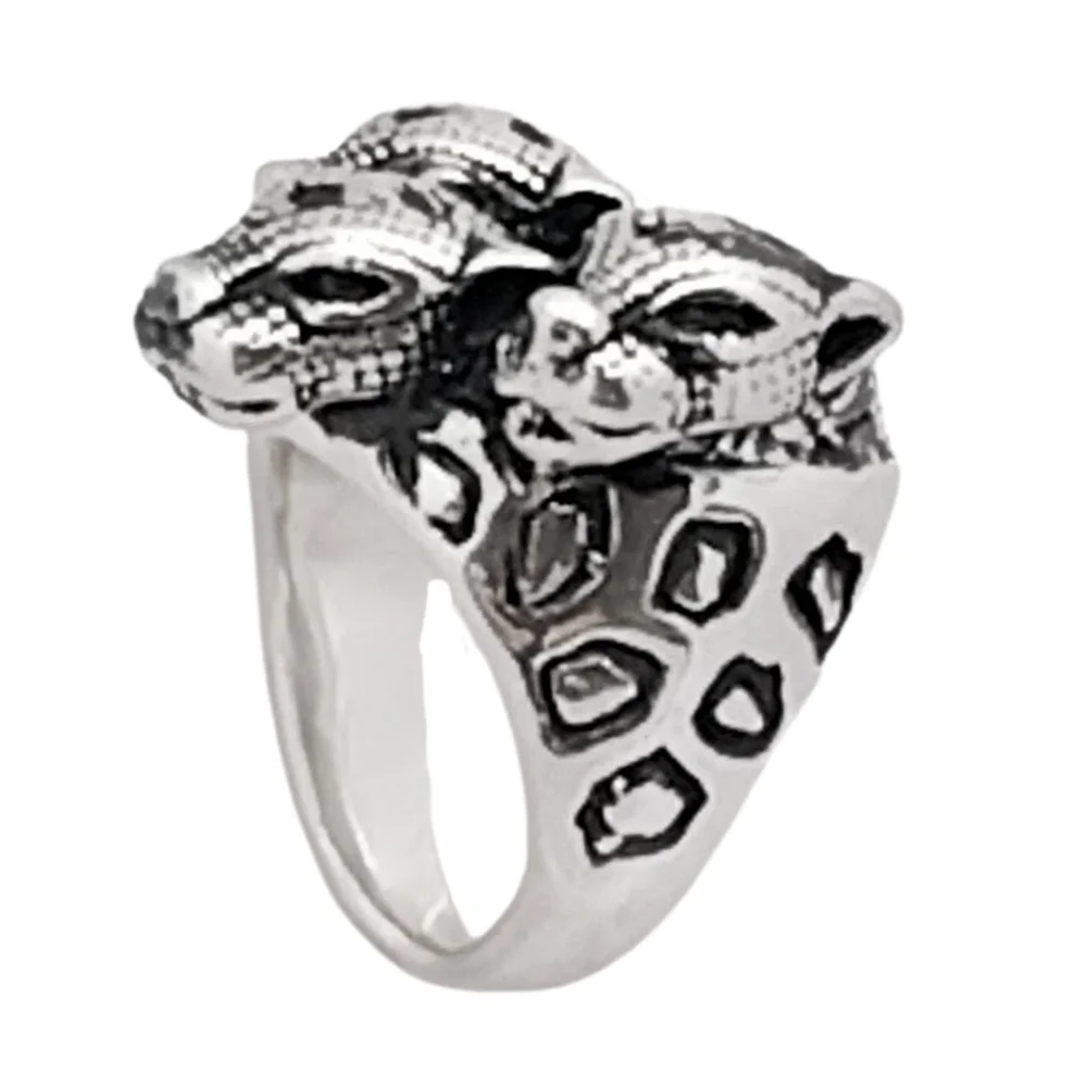 Three Cheetah Head Sterling Silver Ring | 10 Grams | Size 8 | NWOT